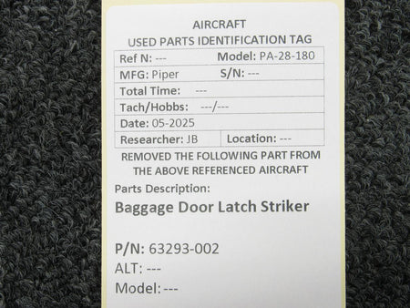 Piper Aircraft Parts 63293-002 Piper PA-28-180 Baggage Door Latch Striker
