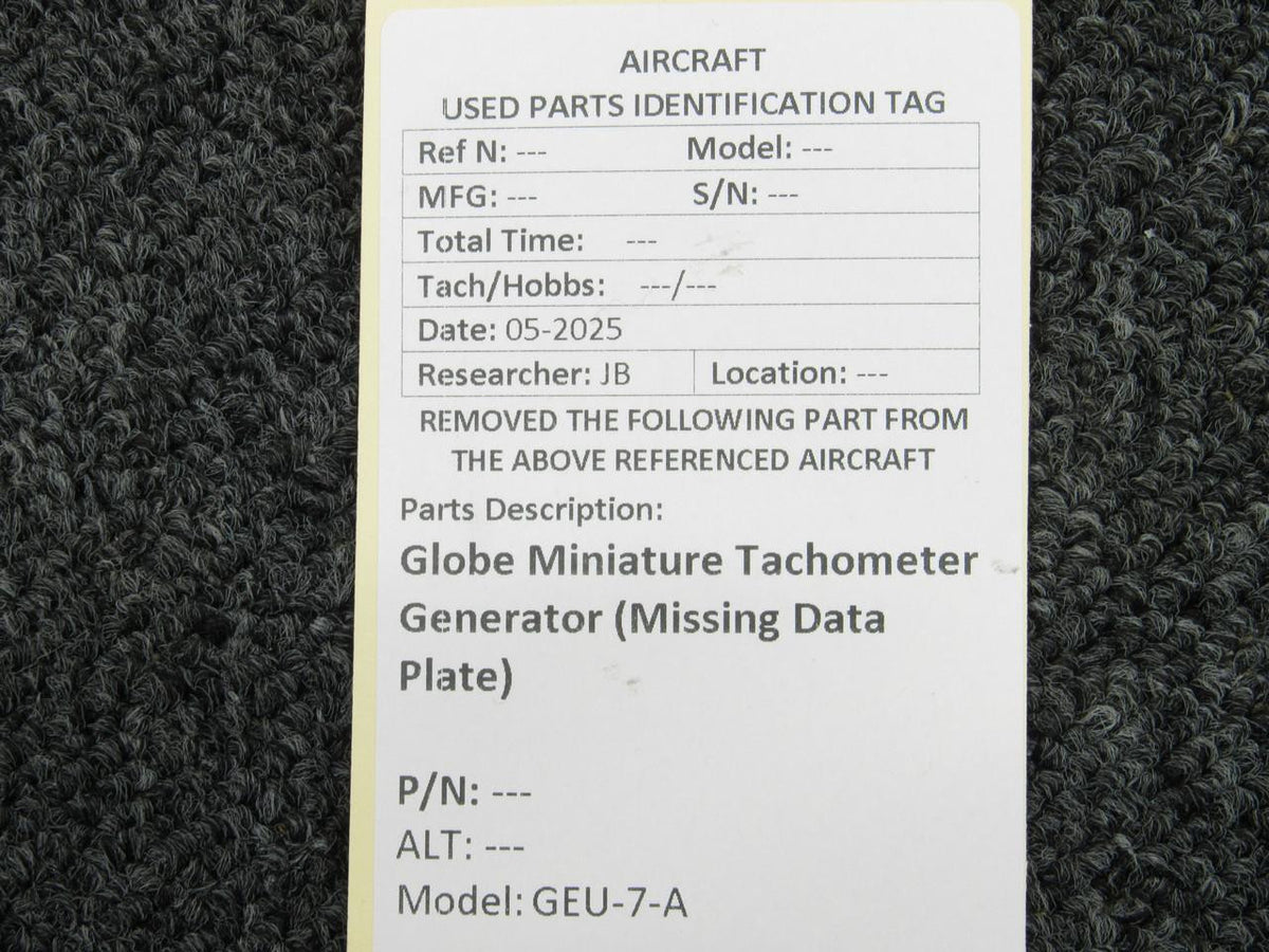 Globe GEU-7-A Miniature Tachometer Generator (Missing Data Plate)