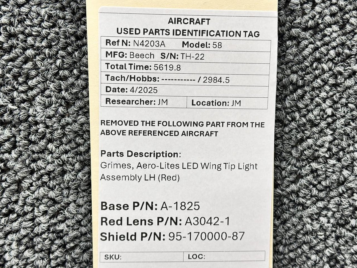 Grimes / Aero-Lites A-1825, A3042-1 Grimes, Aero-Lites LED Wing Tip Light Assembly LH (Red)
