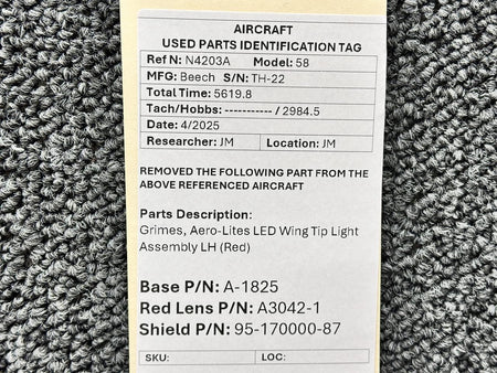 Grimes / Aero-Lites A-1825, A3042-1 Grimes, Aero-Lites LED Wing Tip Light Assembly LH (Red)