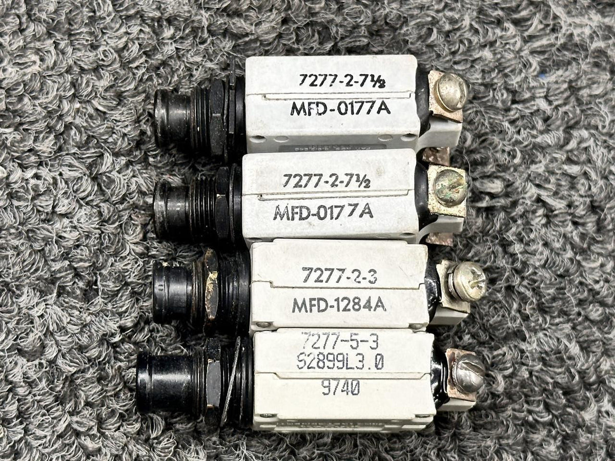 Klixon 7277-2-3, 7277-5-3 Klixon Circuit Breakers (Set of 4)