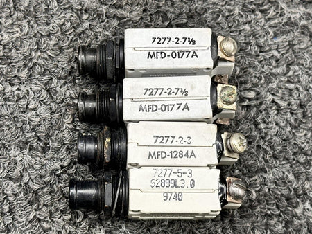 Klixon 7277-2-3, 7277-5-3 Klixon Circuit Breakers (Set of 4)