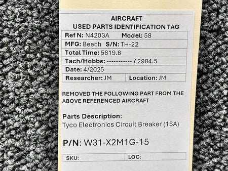 Tyco W31-X2M1G-15 Tyco Electronics Circuit Breaker (15A)