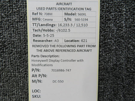 Honeywell 7016986-747 Honeywell DC-550 Display Controller with Modifications