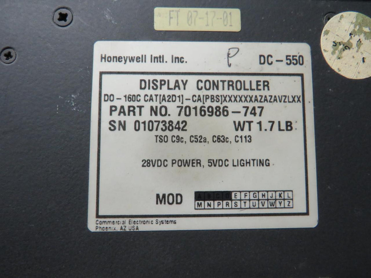 Honeywell 7016986-747 Honeywell DC-550 Display Controller with Modifications