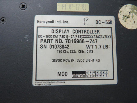 Honeywell 7016986-747 Honeywell DC-550 Display Controller with Modifications