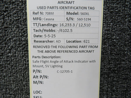 Safe Flight C-12705-1 Safe Flight Angle of Attack Indicator with Mount, 5V Lighting