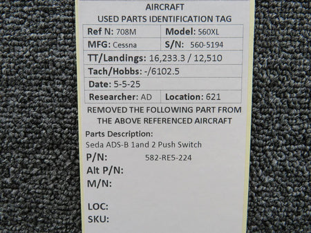Seda 582-RE5-224 Seda ADS-B 1and 2 Push Switch