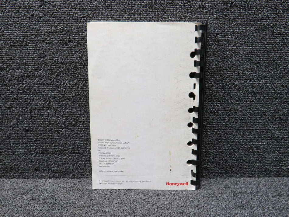 Honeywell 060-4241-000 Honeywell 2000 EGPWS MK V and MK VII Pilot Guide (Spine Broken)