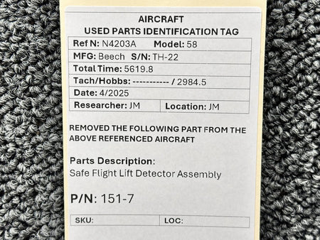 Safe Flight 151-7 Safe Flight Lift Detector Assembly