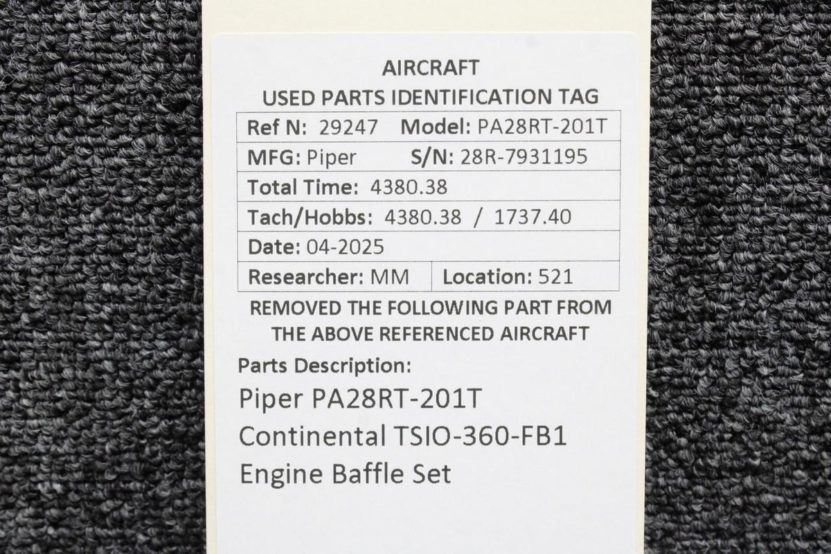 Continental Motors  Piper PA28RT-201T Continental TSIO-360-FB1 Engine Baffle Set