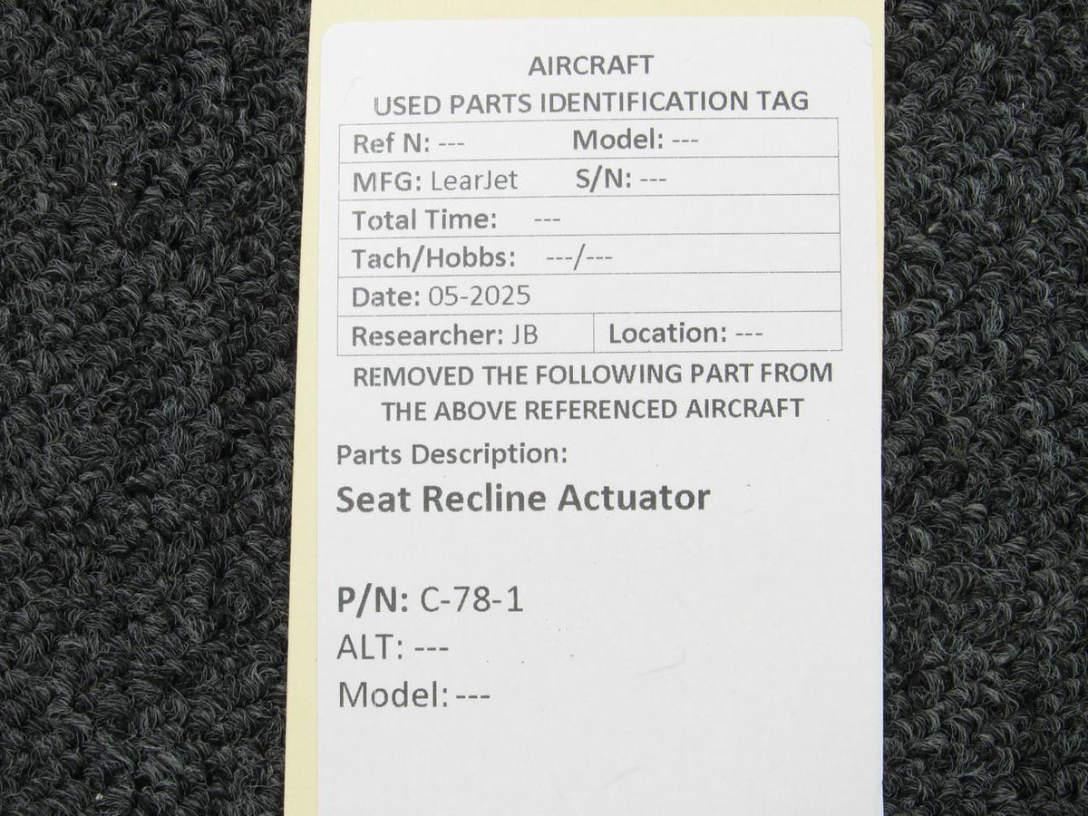 LearJet C-78-1 LearJet Seat Recline Actuator