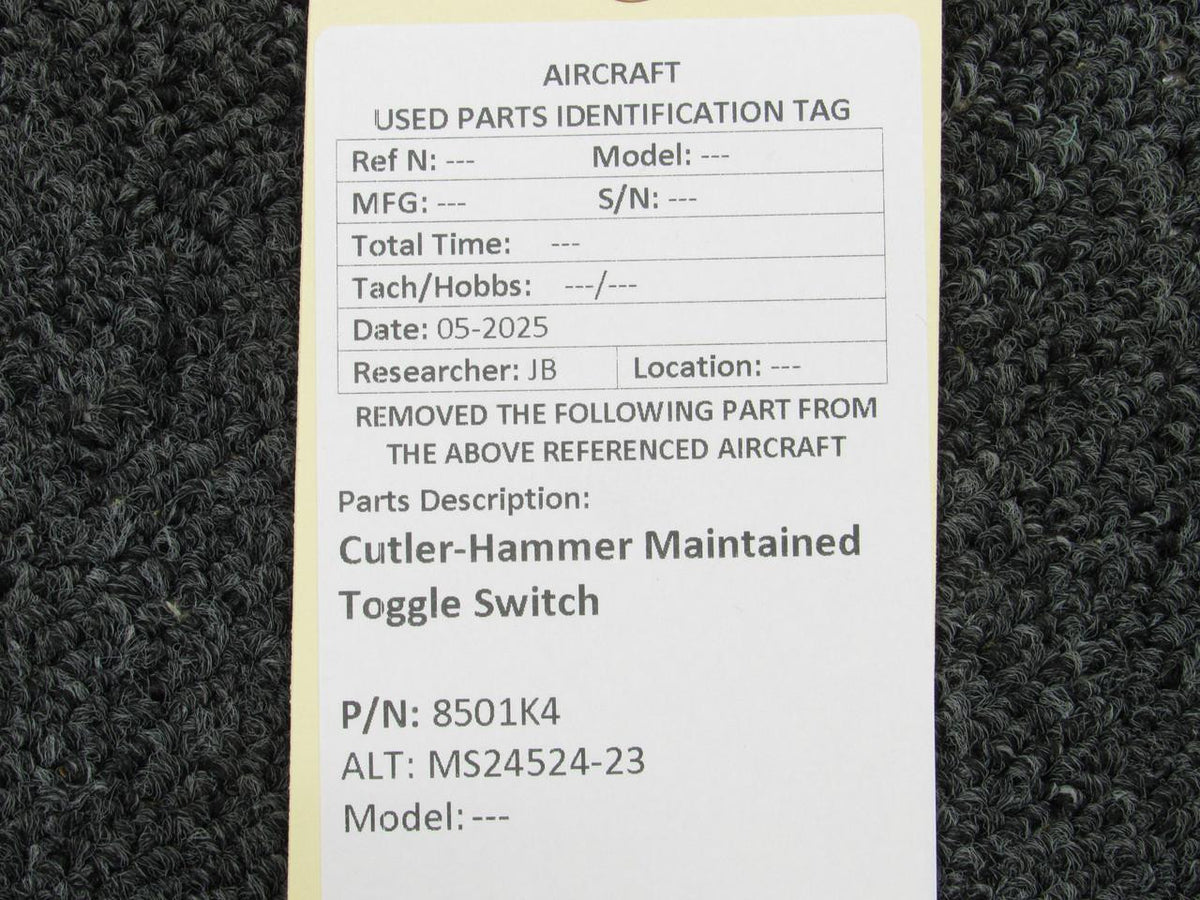 Cutler-Hammer 8501K4 (Alt: MS24524-23) Cutler-Hammer Maintained Toggle Switch