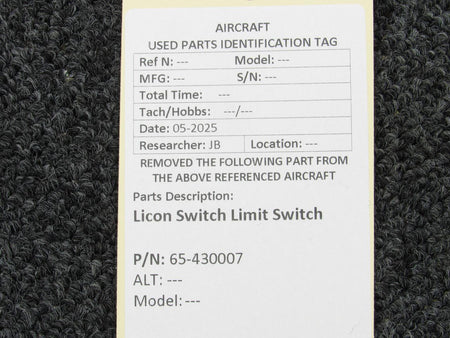 Licon 65-430007 Licon Switch Limit Switch