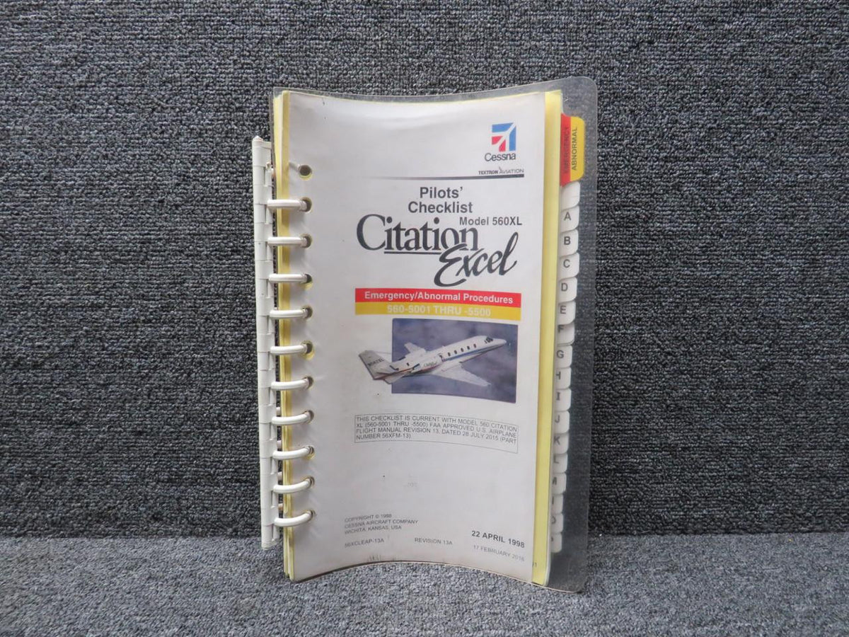 textron 56XCLEAP-13A Textron 2016 Emergency/Abnormal Procedures Pilots Checklist