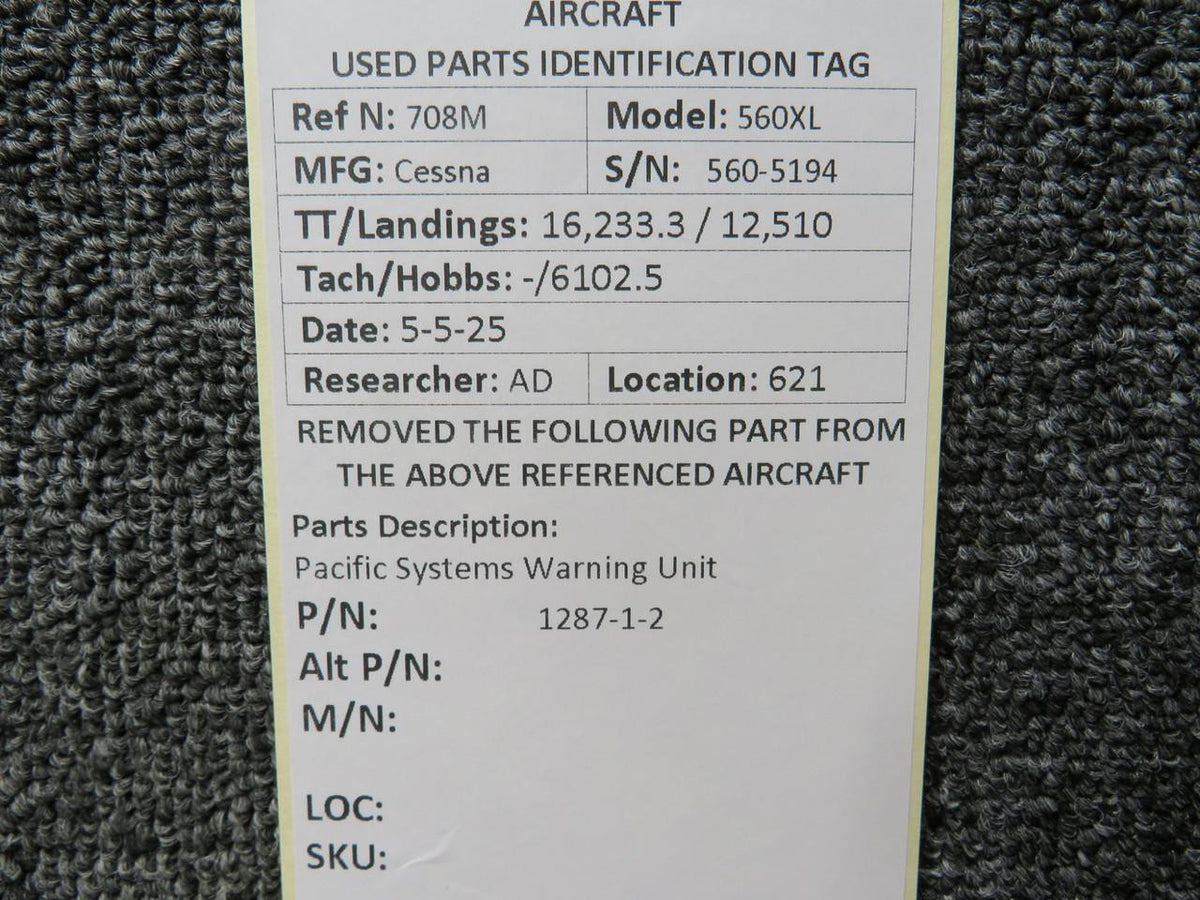 Pacific Systems 1287-1-2 Pacific Systems Warning Unit