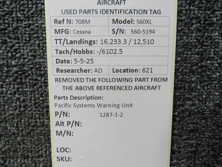Pacific Systems 1287-1-2 Pacific Systems Warning Unit