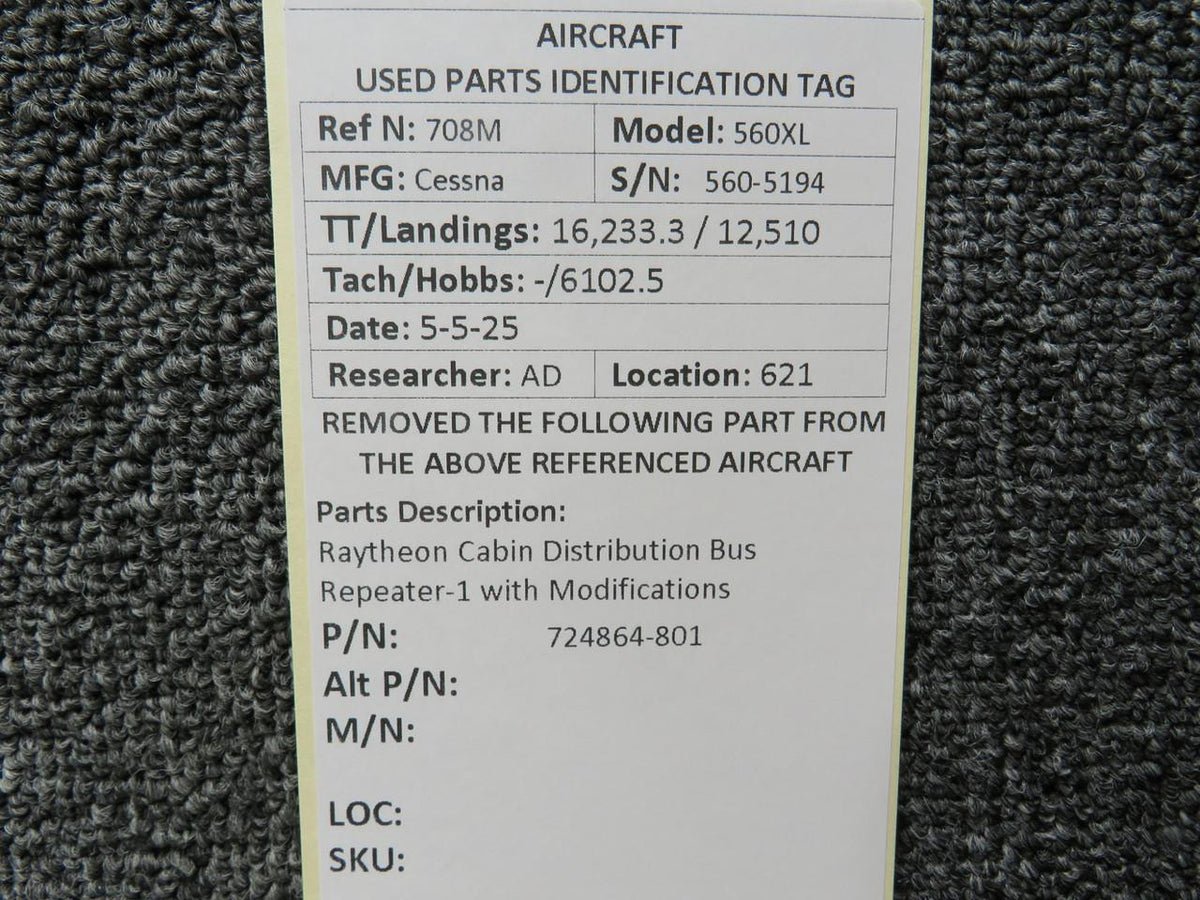 Raytheon 724864-801 Raytheon Cabin Distribution Bus Repeater-1 with Modifications