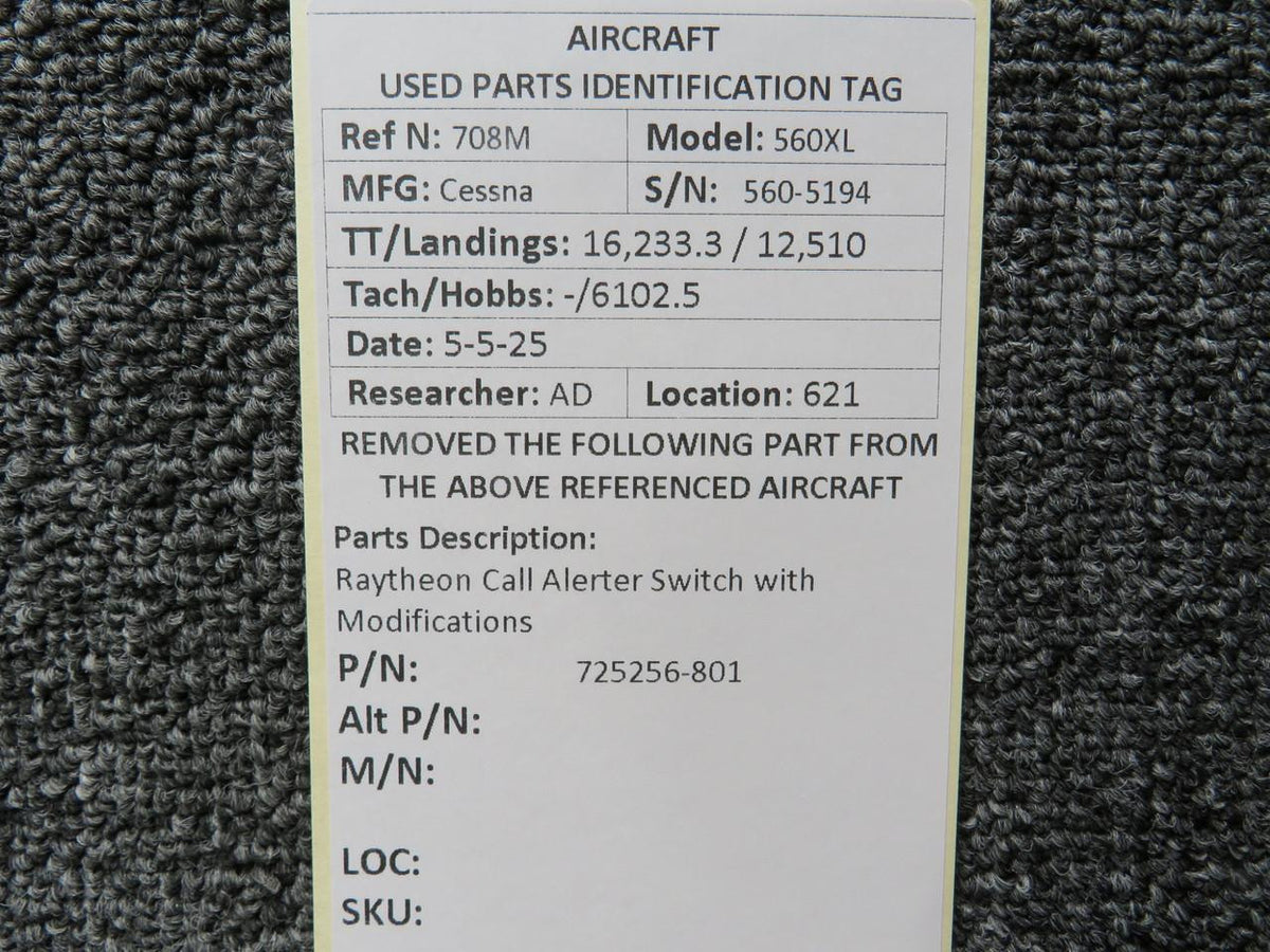 Raytheon 725256-801 Raytheon Call Alerter Switch with Modifications