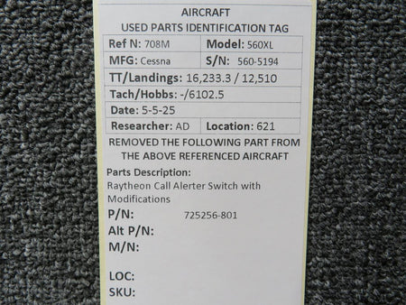 Raytheon 725256-801 Raytheon Call Alerter Switch with Modifications