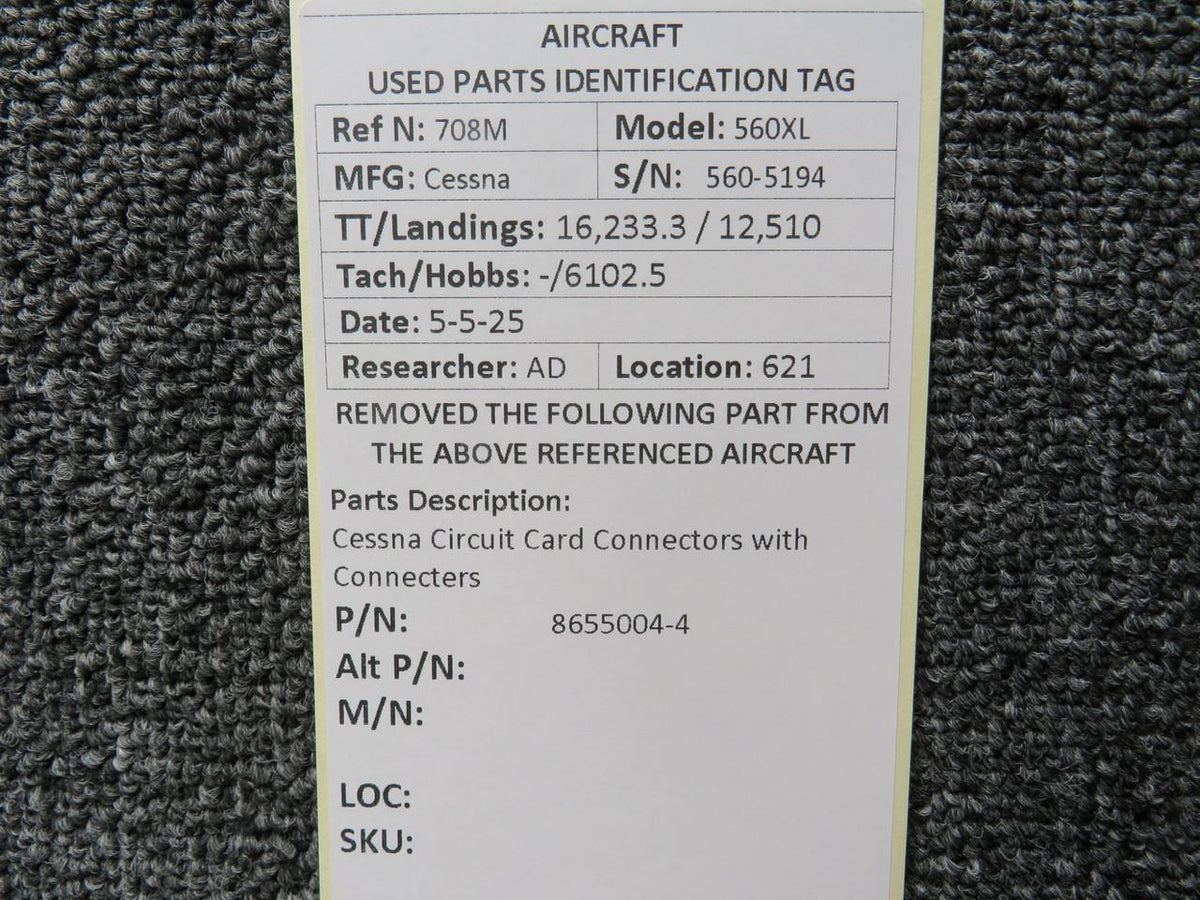 Cessna Aircraft Parts 8655004-4 Cessna Circuit Card Connectors with Connecters