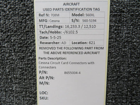 Cessna Aircraft Parts 8655004-4 Cessna Circuit Card Connectors with Connecters