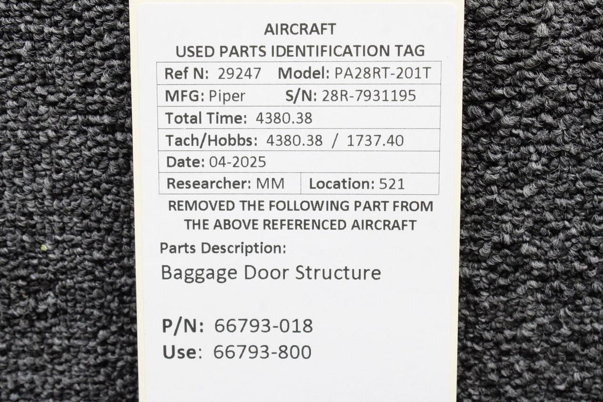 Piper Aircraft Parts 66793-018 (Use: 66793-800) Piper PA28RT-201T Baggage Door Structure