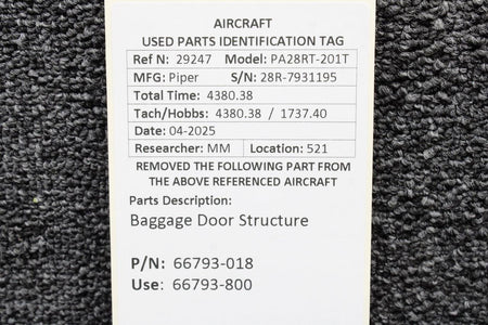 Piper Aircraft Parts 66793-018 (Use: 66793-800) Piper PA28RT-201T Baggage Door Structure