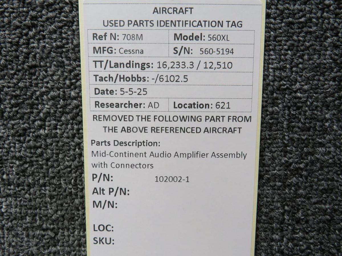 Mid-Continent 102002-1 Mid-Continent Audio Amplifier Assembly with Connectors