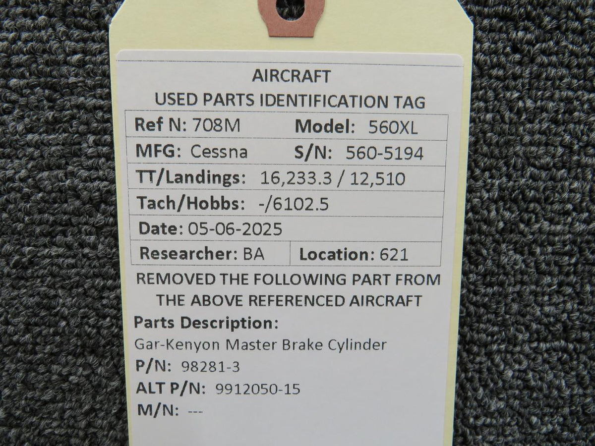 Gar-Kenyon 98281-3 (Alt: 9912050-15) Gar-Kenyon Master Brake Cylinder