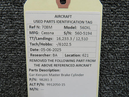 Gar-Kenyon 98281-3 (Alt: 9912050-15) Gar-Kenyon Master Brake Cylinder