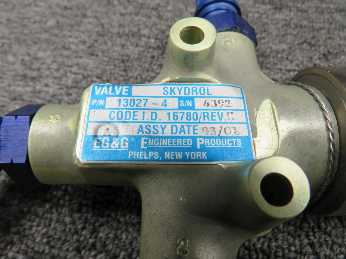EG&G 13027-4 (Alt: 16780) EG&G Skydrol Valve Assembly with T Fitting REV. H