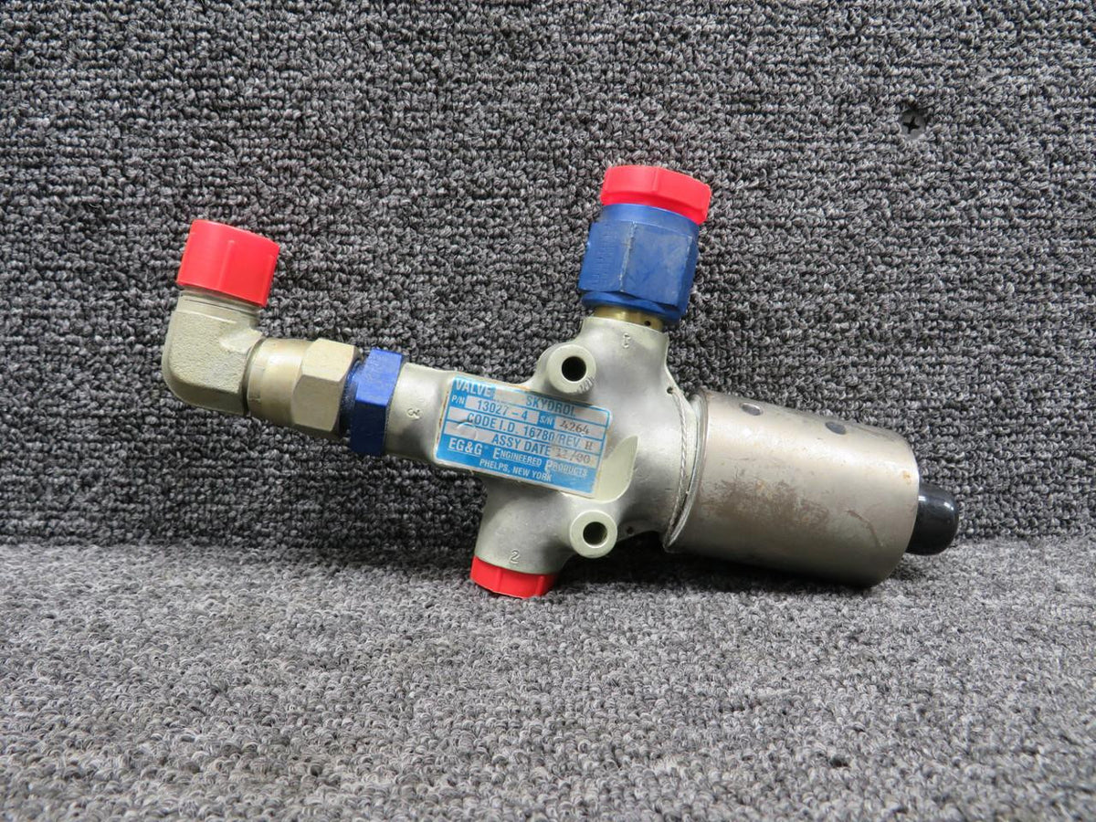 EG&G 13027-4 (Alt: 16780) EG&G Skydrol Valve Assembly with Elbow Fitting REV. H