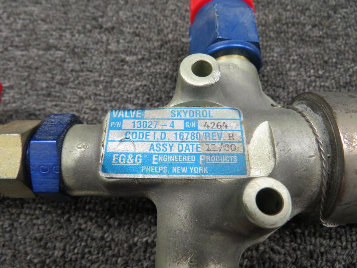 EG&G 13027-4 (Alt: 16780) EG&G Skydrol Valve Assembly with Elbow Fitting REV. H