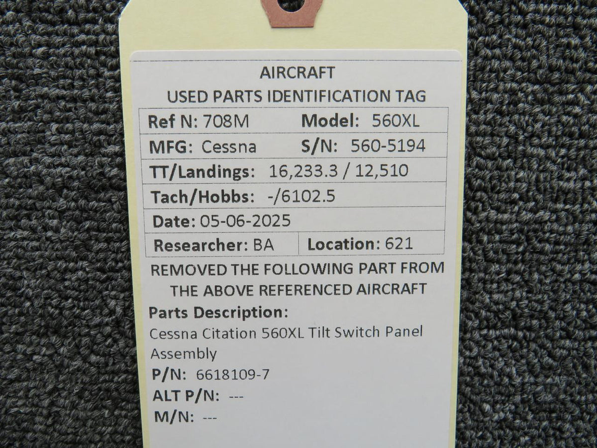 Cessna Citation 6618109-7 Cessna Citation 560XL Tilt Switch Panel Assembly