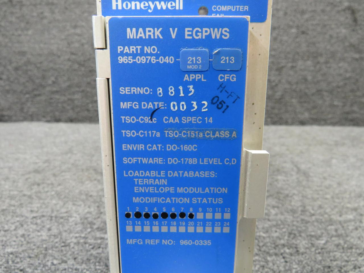 Honeywell 965-0976-040-213-213 Honeywell Mark V EGPWS Computer with Modifications and Tray