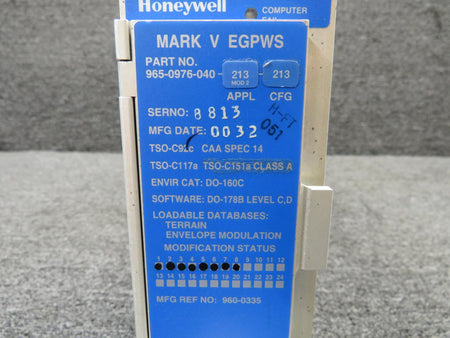 Honeywell 965-0976-040-213-213 Honeywell Mark V EGPWS Computer with Modifications and Tray