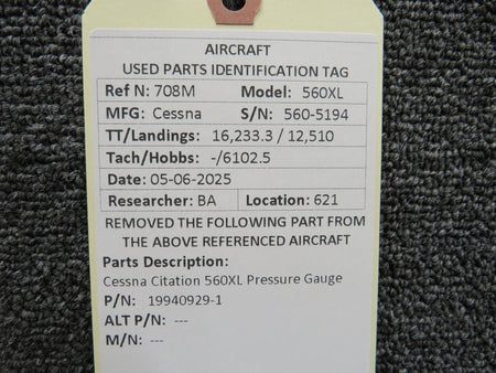 Cessna Citation 19940929-1 Cessna Citation 560XL Pressure Gauge