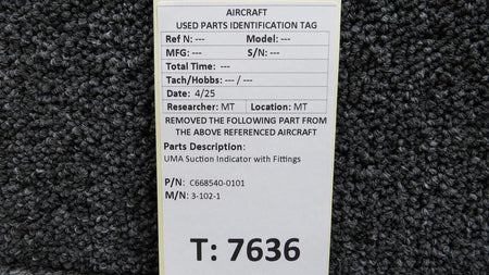 UMA C668540-0101 UMA 3-102-1 Suction Indicator with Fittings