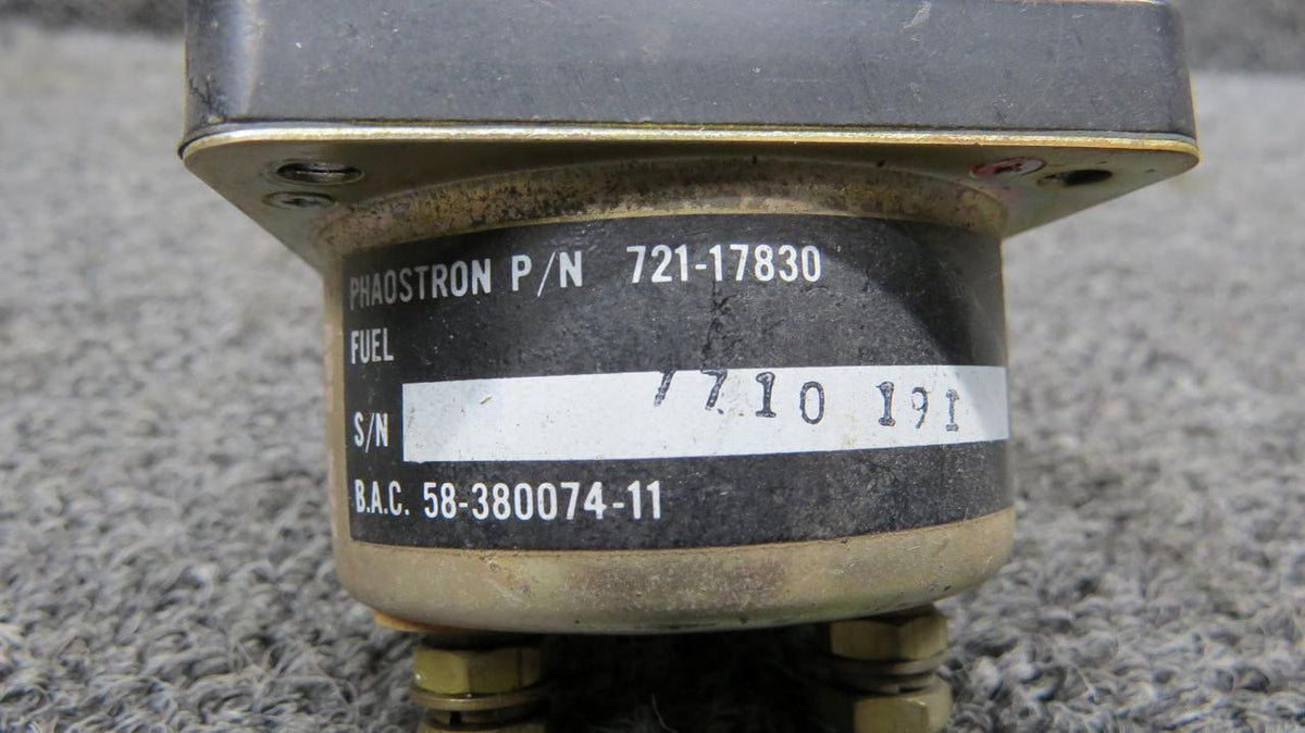 Phaostron 721-17830 (Alt: 58-380074-11) Phaostron Fuel Quantity Indicator, Lighted