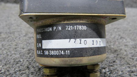 Phaostron 721-17830 (Alt: 58-380074-11) Phaostron Fuel Quantity Indicator, Lighted