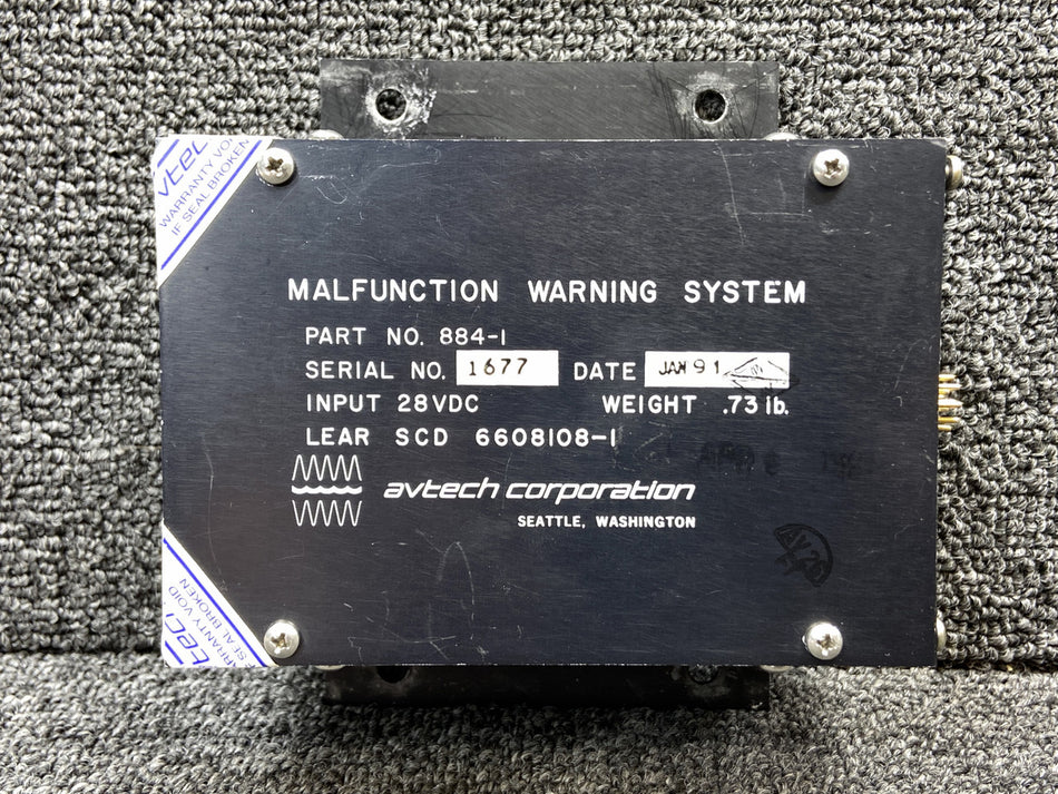 884-1 (Alt: 6608108-1) Avtec Malfunction Warning System (28V, No Connector)