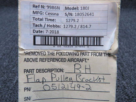 0512149-2 Cessna 180J RH Flap Pulley Bracket BAS Part Sales | Airplane Parts
