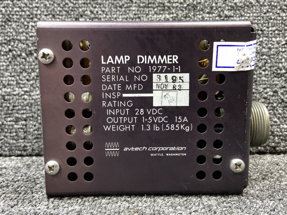 1977-1-1 Avtech Lamp Dimmer Control Unit (28V, 15A, No Connector)