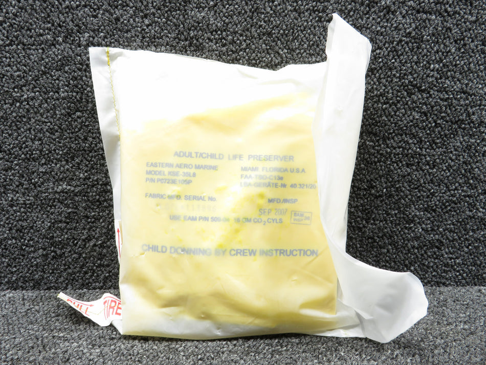 P0723E105P Atlantic Aerospace Adult/Child Life Preserver (Yellow)(New Old Stock)