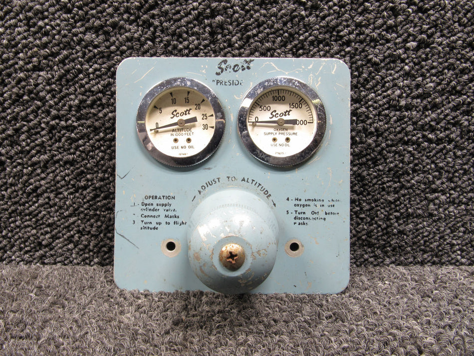 Scott President Oxygen Pressure Dial with Indicator (Missing Lens, Blue)