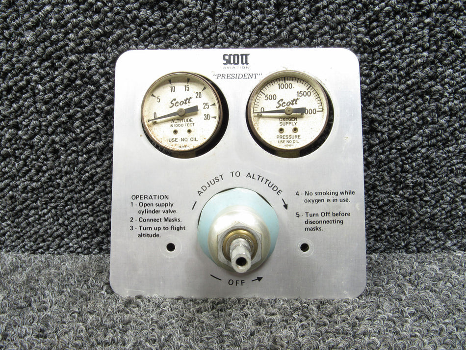 Scott President Oxygen Pressure Dial with Indicator (Missing Lens, Silver)