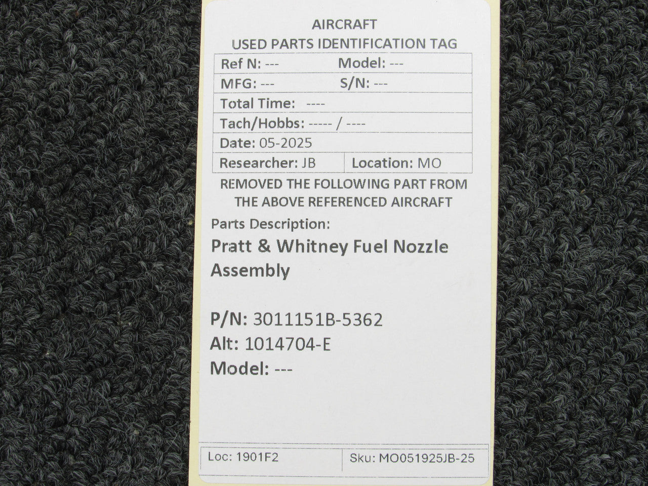 3011151B-5362 (Alt: 1014704-E) Pratt & Whitney Fuel Nozzle