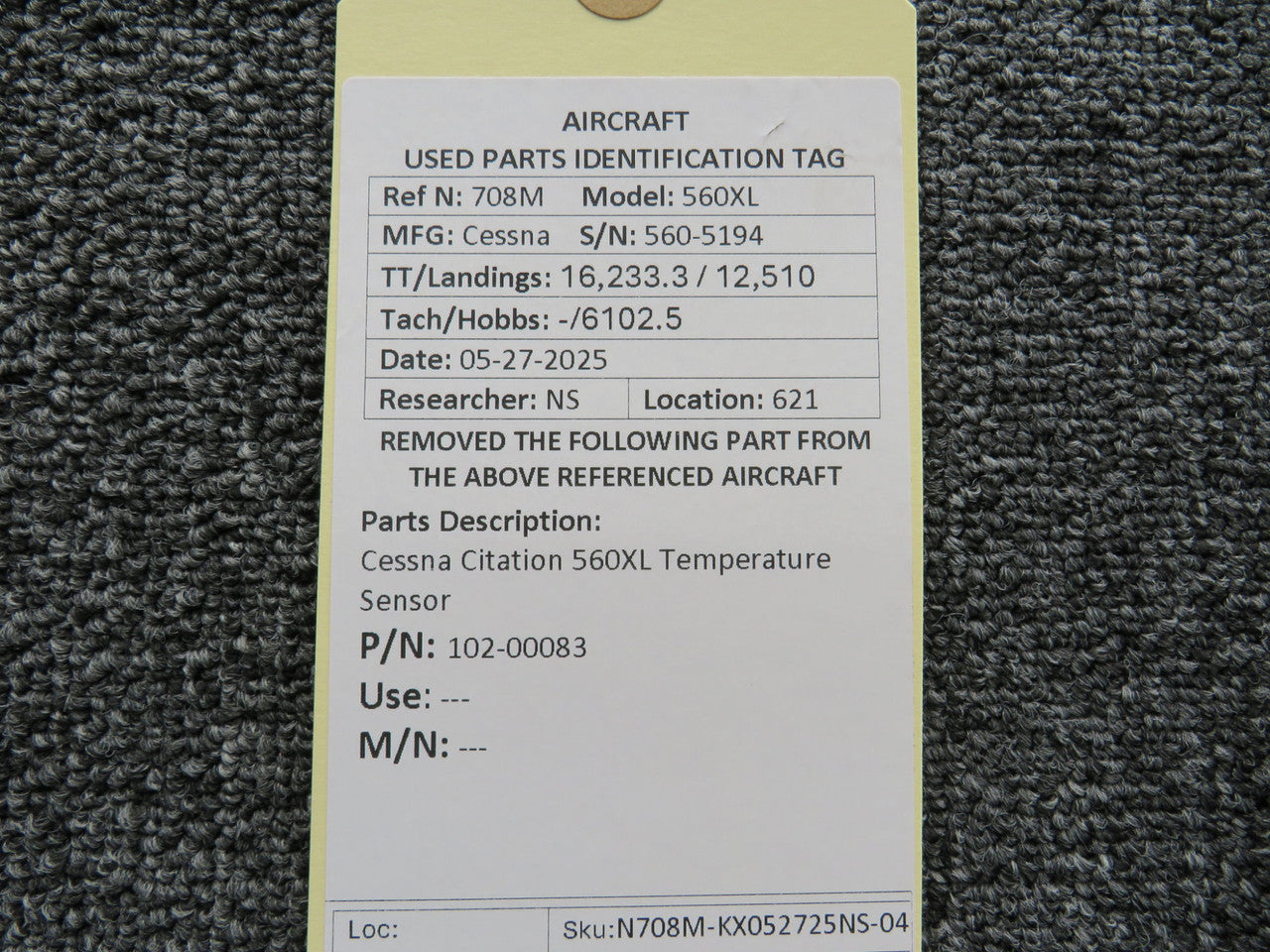 メル38362ページ 102-00083 Cessna Citation 560XL Temperature Sensor – BAS Part Sales
