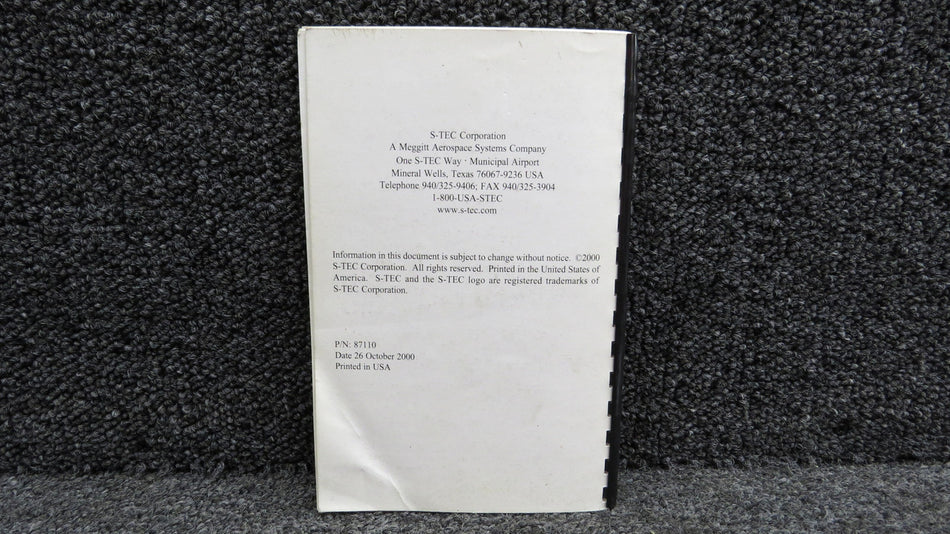 87110 S-Tec Altitude Selector-Alerter Pilot’s Operating Handbook (2000)